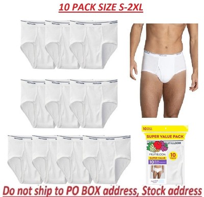 Fruit of the Loom Men's White Briefs Underwear, 10- Pack, Size S to 2XL