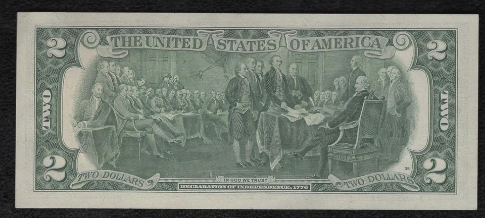 1976 Two Dollar Federal Reserve Note $2 Bill First Day of Issue w Stamp "Mint" - Image 2 of 2