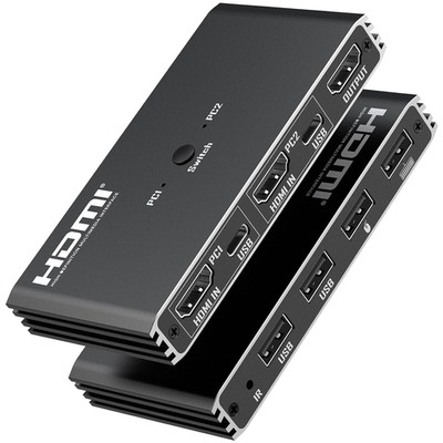 HDMI KVM Switch for 2 Computers - 4K@60Hz, Share 1 Monitor & 4 USB Devices, Keyb