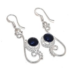 Blue Tanzanite Gemstone Handmade 925 Sterling Silver Jewelry Earring Size 2