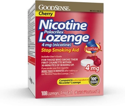 GoodSense Nicotine Lozenge 4 mg a Nicotine Replacement Therapy, 108 Count