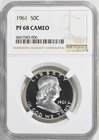 1961 Franklin Half NGC PF68 Cameo Brilliant White PR68 Cameo Frosty