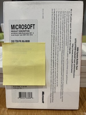 Windows Vista Business SP1 32-Bit NIEDERLÄNDISCH 1 Stück DSP OEI DVD NEU VERSIEGELT ORIGINAL SCHLÜSSEL
