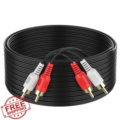 Abireiv 15ft 2RCA M/M Stereo Audio Cable Gold Plated Copper Core