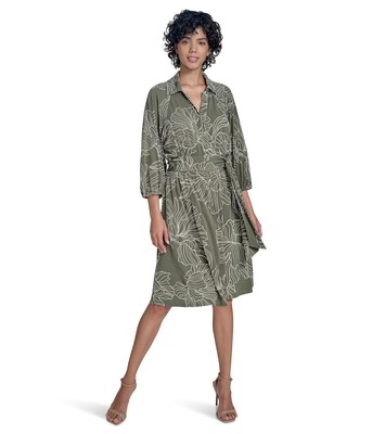 Woman's Dresses Calvin Klein Matte Jersey Puff Sleeve Self Tie Aline