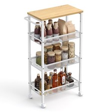 VASAGLE 4-Tier Trolley, Space-Saving Kitchen Cart with Castors, 22 cm Deep, S...