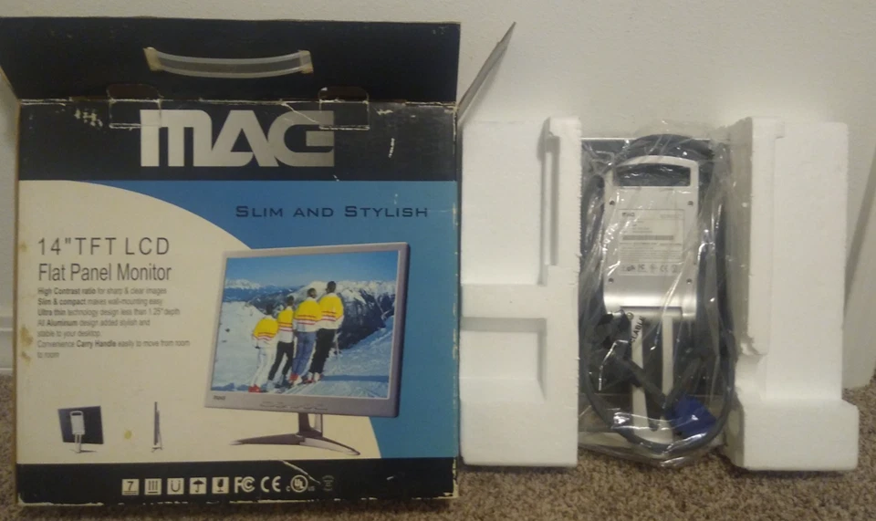 MAG INNOVISION 14” TFT LCD FLAT PANEL MONITOR SLIM SCREEN 456-OPEN BOX Tested - Image 2 of 4