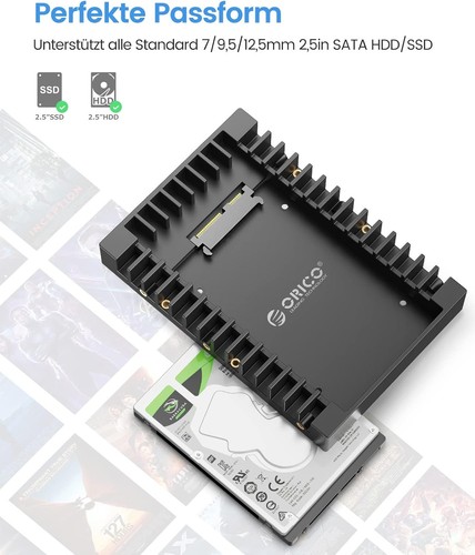 2,5" zu 3,5" Adapter | Einbaurahmen für SATA SSD/HDD | Kabellos - Zdjęcie 2 z 8