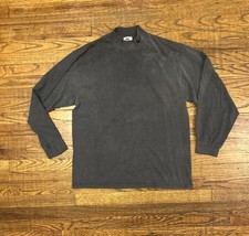 Vintage NIKE Big Swoosh Mock Neck Long Sleeve Shirt Gray L USA Made 90s Faded