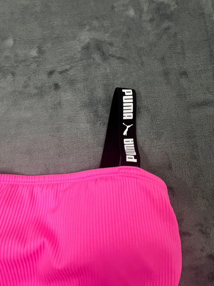 Traje de baño PUMA de una pieza para mujer grande rosa acanalado forrado completo resistente al cloro Foto 2 de 4