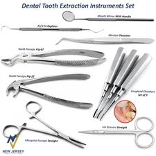 Dental Tooth Extraction Instruments Elevators Forceps Root Tip Extracting Kit
