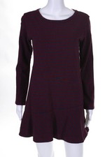 Kinly Womens Directional Stripe Sweater Shift Dress Red Size Medium 11328846