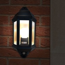 Eterna Outdoor Black Half Lantern with 120 PIR 60W Lamp Home Security PIRHL60BK