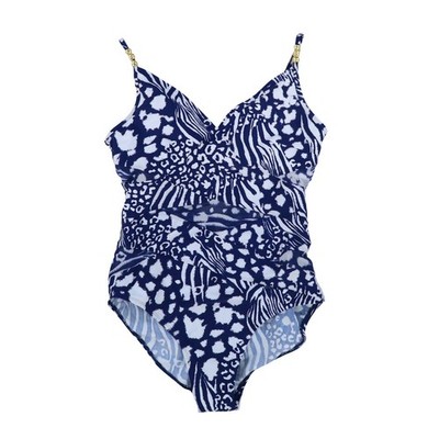 Beyond Control Women's One Piece Swimsuit Animal Print Blue 14 New