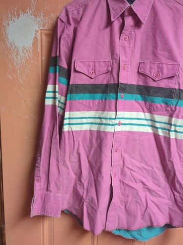 VINTAGE Wrangler Brushpopper Western Shirt X-Long Tail Stripe 15 1/2 Cowboy 90s - Picture 5 of 10