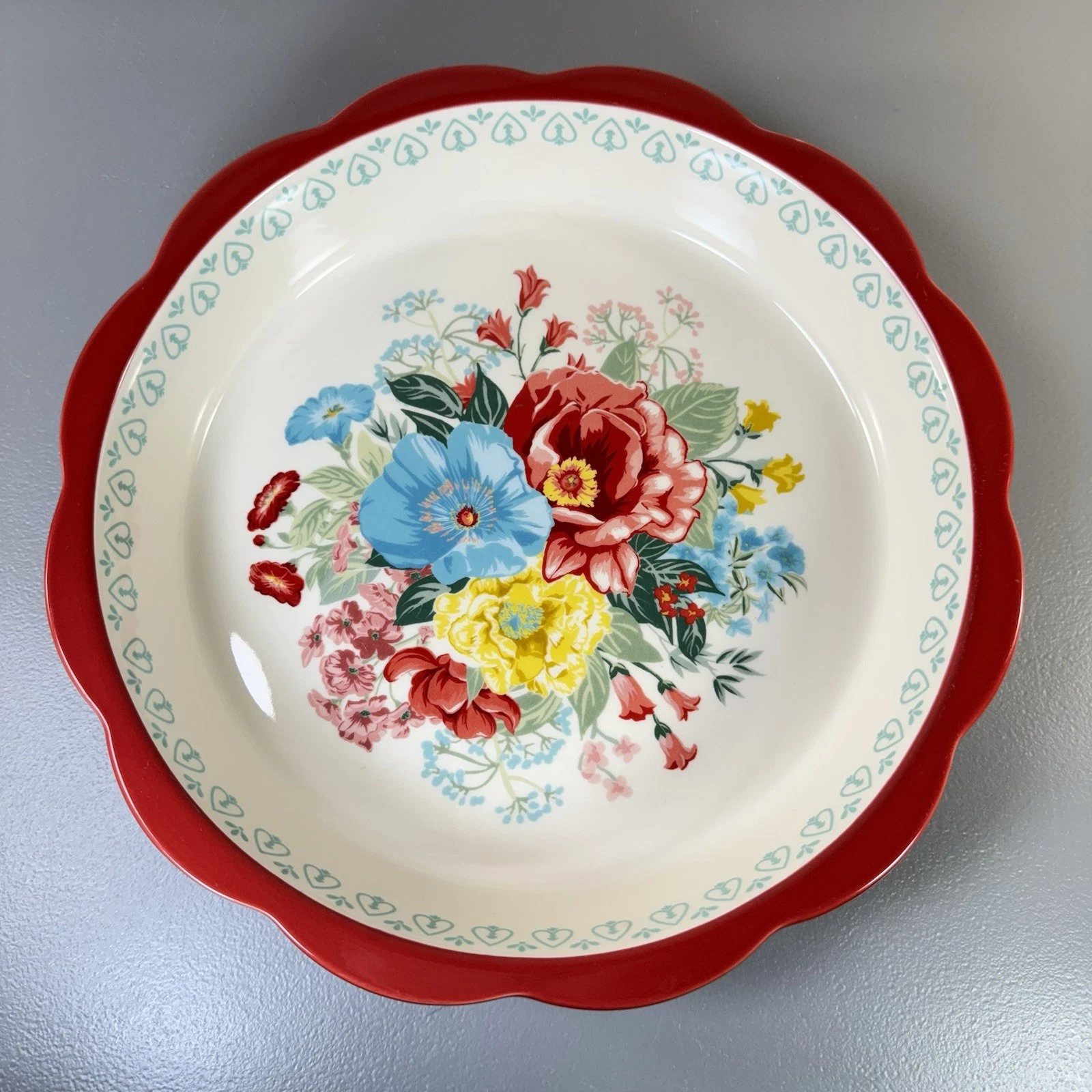 The Pioneer Woman Sweet Rose Scalloped Edge 9" Pie Plate Baking Dish Stoneware