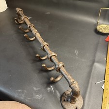 De colección Riel de Hierro y 6 Ganchos Giratorios de Metal Hierro Fundido Montado en la Pared Sombrero Abrigo Toallero