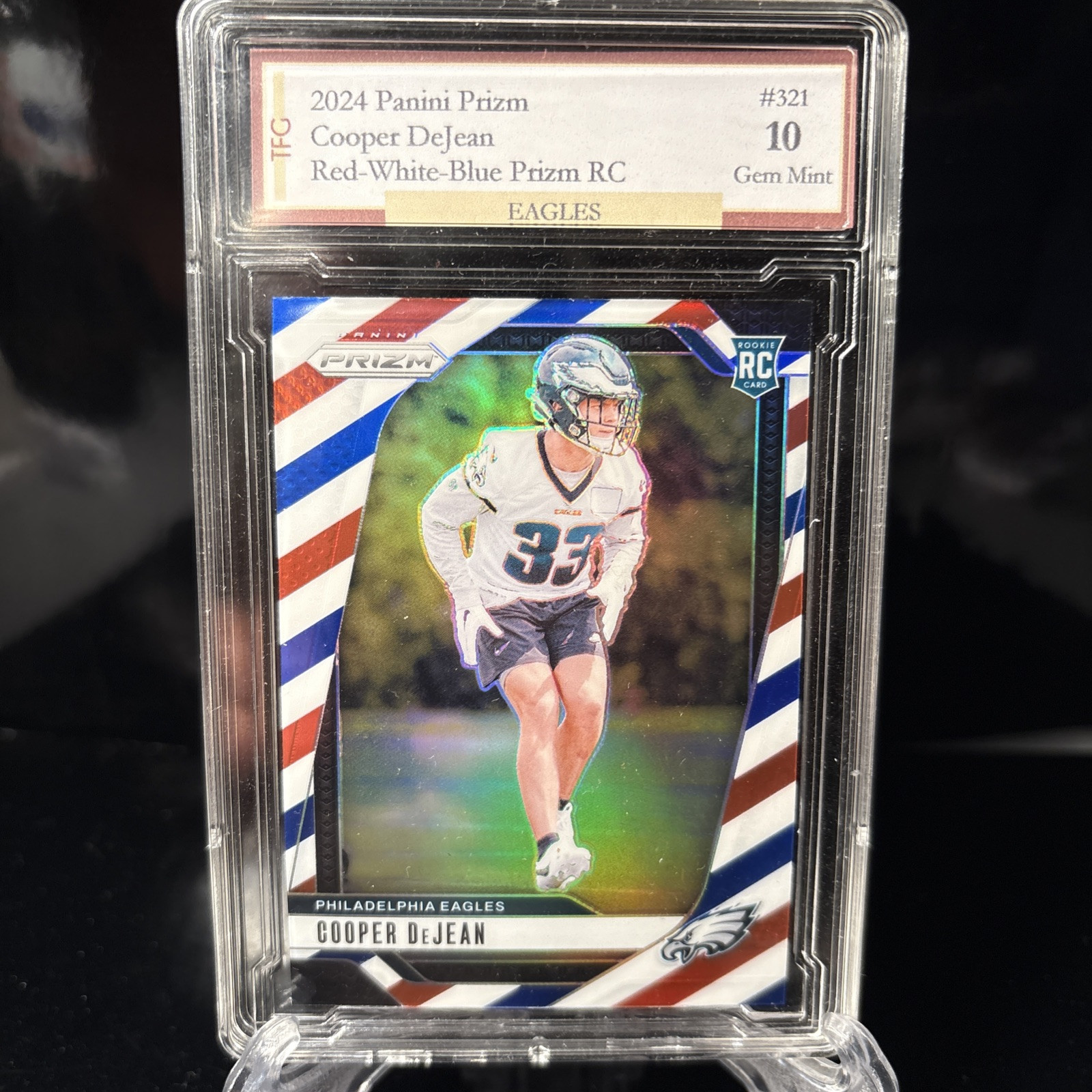 2024 Panini Prizm Cooper DeJEAN Red White Blue Prizm Rookie #321