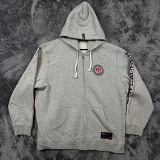 Polo Jeans Co Ralph Lauren Hoodie Mens Large Gray Good Full Zip Graphic Sleeve