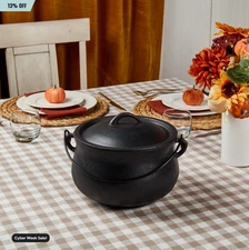 6-Quart Cast Iron Cauldron Pot w/ Handle Cooking Halloween Decoration