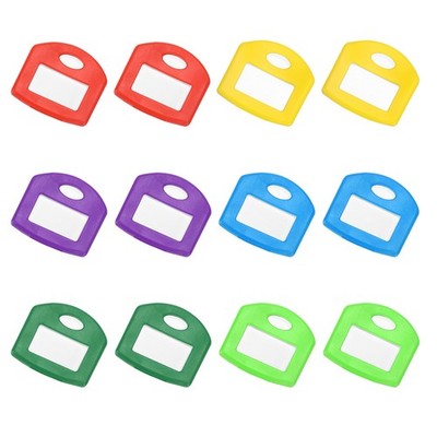 12 Stück Schlüsselkappen, quadratische Etiketten für Identifikatoren, 6 Farben