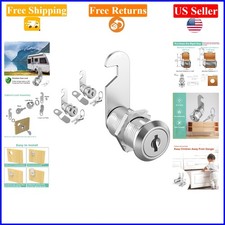 2 Pack Keyed Cam Locks 1-1/8" for Cabinets, Mailboxes, RVs, Silver