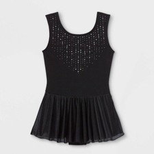 Cat  Jack Girls Tank Leotard Black Ballet Dance Gymnastics Bodysuit Sz S 6/6x 