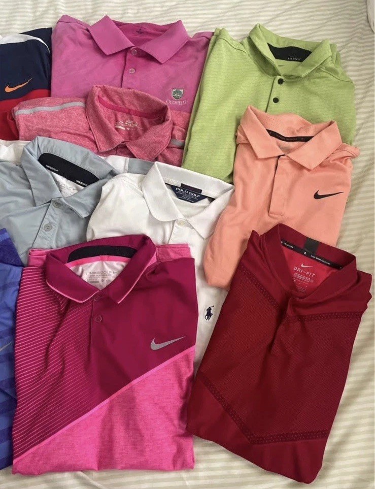 Polo LOT NIKE TIGER WOODS Ralph Lauren Adidas Peter Millar MEDIUM x12 & Small x1 image 2