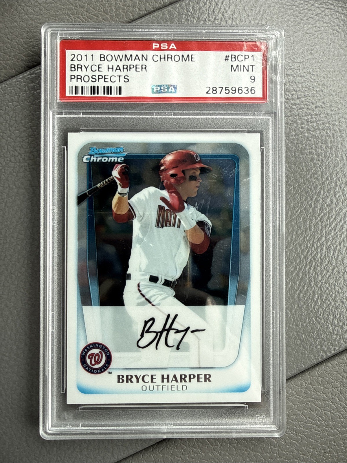 A) 2011 Bowman Chrome Prospects Bryce Harper #BCP1 PSA 9 RC