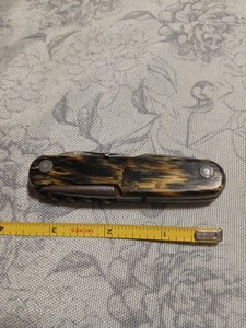 Vintage  Germany Rostfrei Grain Handle Folding All in One Knife 