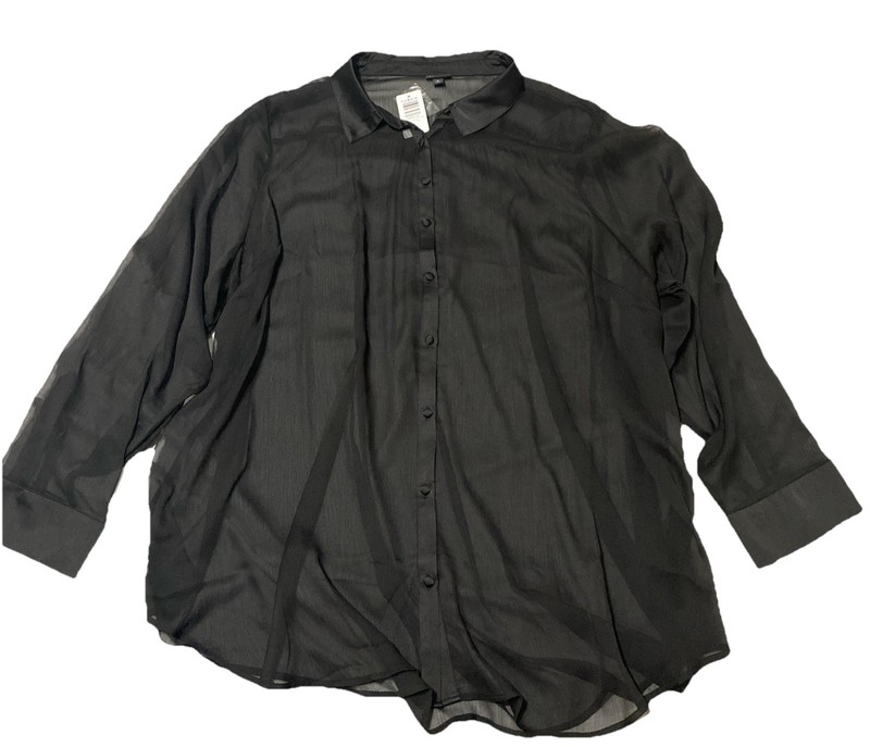 Torrid Chiffon And Satin Button Up Shirt Deep Black Size 5 5X 28