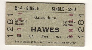 Railway ticket: BTC(N) Garsdale Hawes 1959