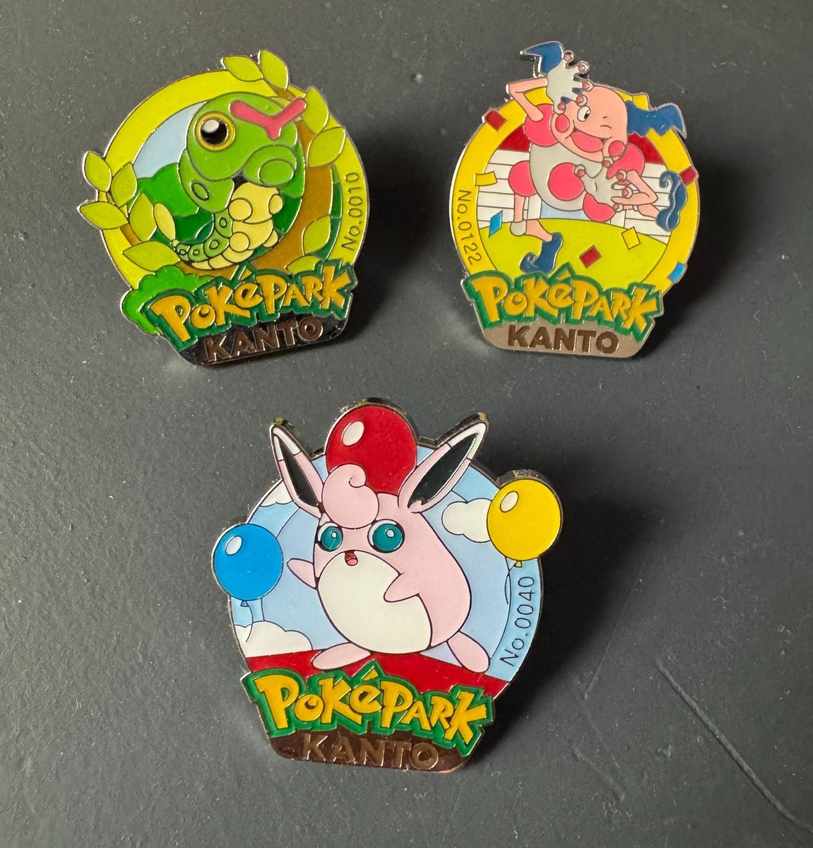 PokePark Kanto Enamel Pin Wigglytuff, Caterpie, Mr Mime, Articuno