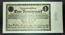 Alte Banknote f&uuml;r Sammler," DEUTSCHLAND" - 1 RENTENMARK 1923 - SEHR SCH&Ouml;N + !!