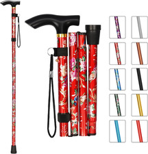 Folding Cane, Portable 5-Level Adjustable Height Walking Stick with Foldable Des