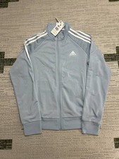 Adidas Essentials 3 Stripe Tricot Track Jacket Womens Medium Gray Athleisure