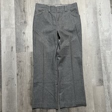 VTG 1970s Grey Wool Wide Leg Trouser Dress Pants Men's Baggy Rockabilly Sz 33