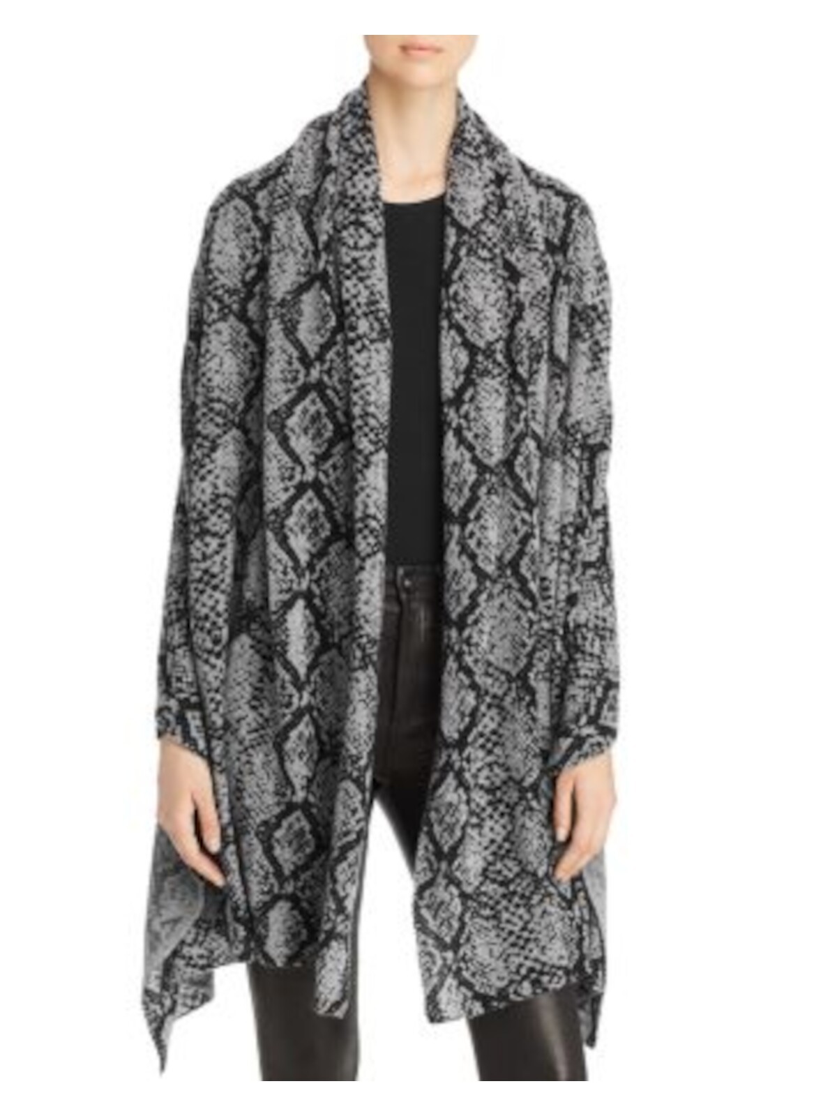 Дизайнерский бренд женской серой кашемировой накидки со змеиной кожей и принтом 6590₽