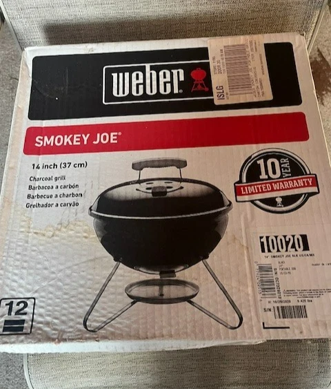Mini Barbecue Weber Smokey Joe Modèle 10001 Noir - Vintage 1989 - Boîte Ouverte