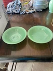 Fire King Jane Ray ribbed 6" set of 2 jadeite cereal bowls