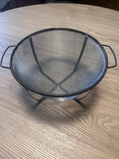 Vintage Primitive Metal Wire Mesh Strainer - Handles Feet 8.25" Wide Colander