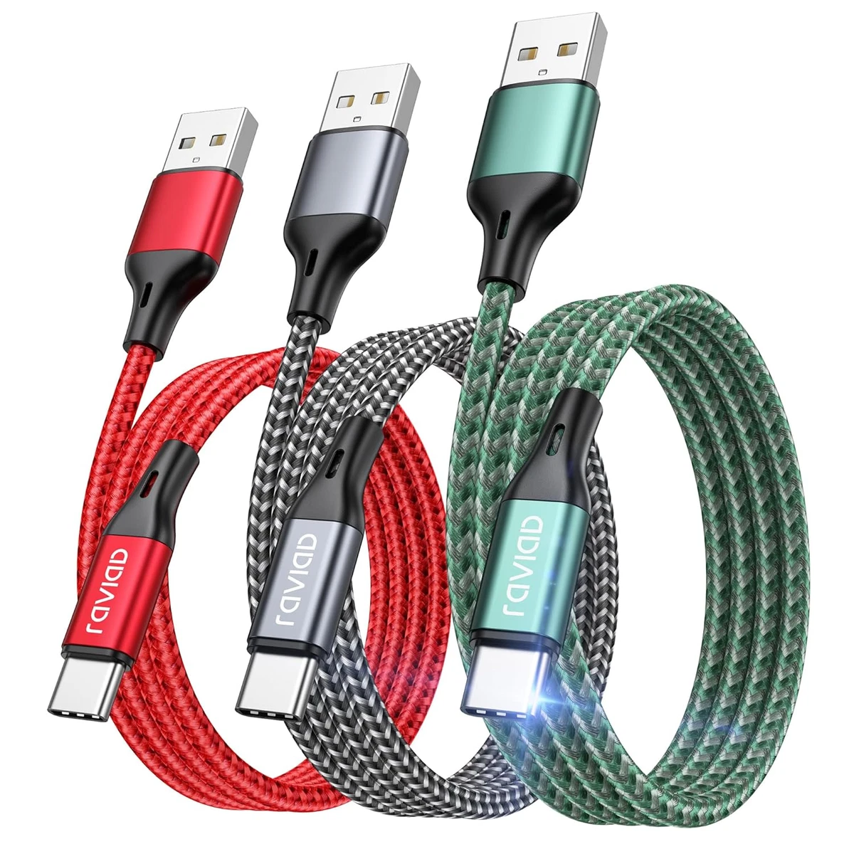 3 Cavi Di Ricarica Per IPhone Certificati MFi - Lunghezza 0,9m - Nylon Intrecciato - Ricarica Rapida 2,4A - Colori Viola, Verde, Blu - Compatibile Con IPhone 14, 13, 12, 11, IPad
