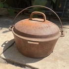 Wagner Ware No. 8 Drip Drop Roaster -Cast Iron w/ Lid + Bail Handle- Nice Patina
