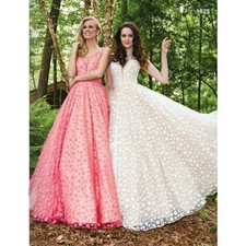 CLEARANCE WAS $505 Colors Polka Dot Ballgown Prom Dress Coral/Nude 1825 Size 6