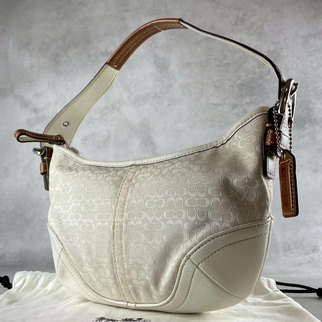 Coach Soho Mini Signature Canvas White One Shoulder Bag Excellent Condition