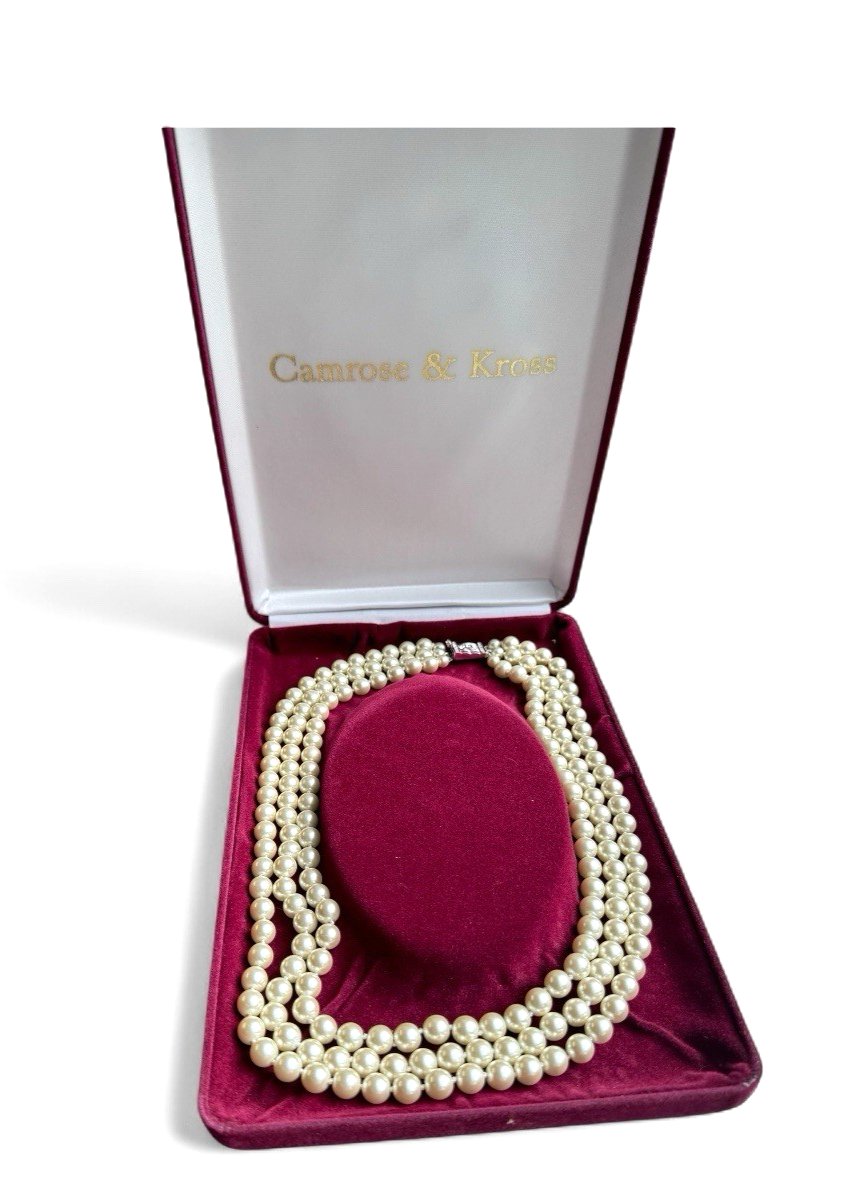 Camrose & Kross Jackie Kennedy JBK Three Strand Faux Pearl
