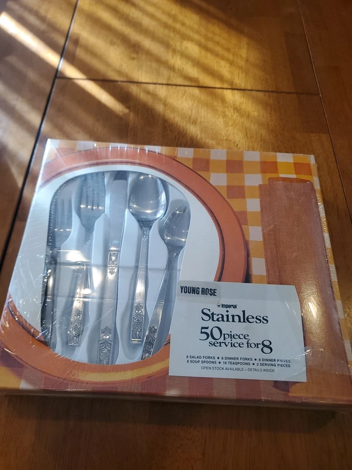 Vintage Imperial International Rosemere Aço Inoxidável 50 peças serviço para 8 (Novo) - Imagem 3 de 4