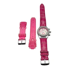 TechnoMarine TechnoDiamond Chronograph Pink Dial Watch w/ Extra Strap