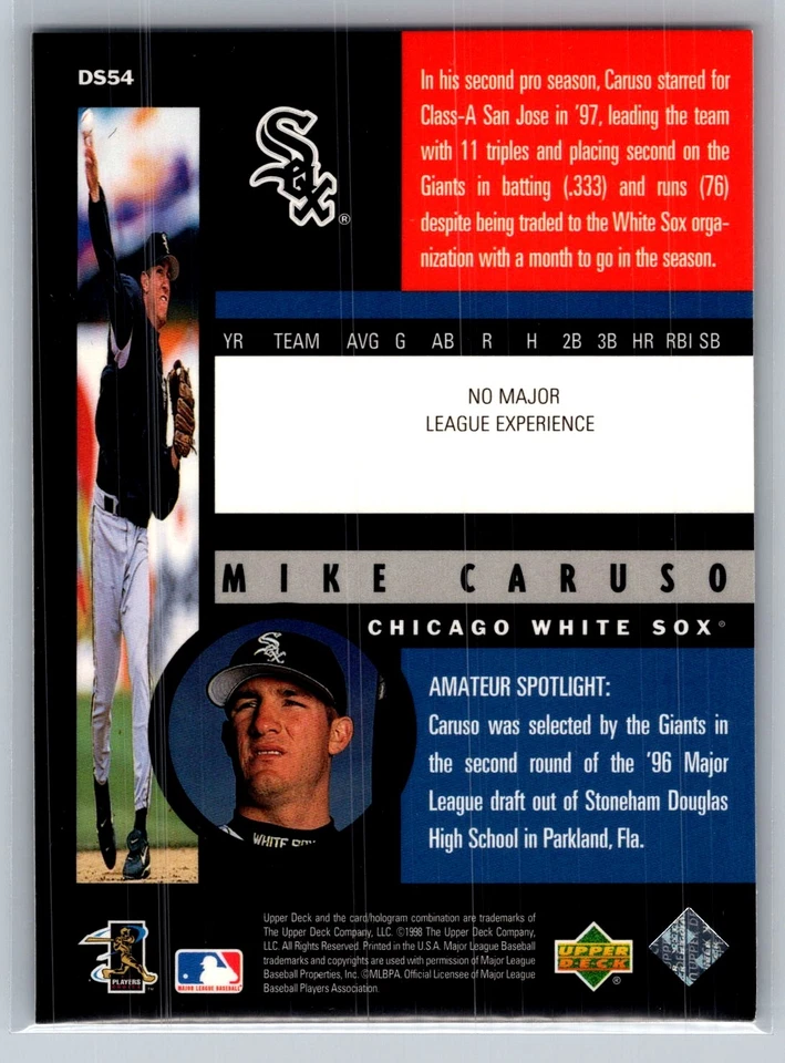 1998 Upper Deck #DS54 Mike Caruso Destination Stardom  Chicago White Sox - Image 2 of 2