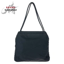 Excellent Condition PRADA Tessuto Triangle Logo Plate Black Silver Hardware Nylo